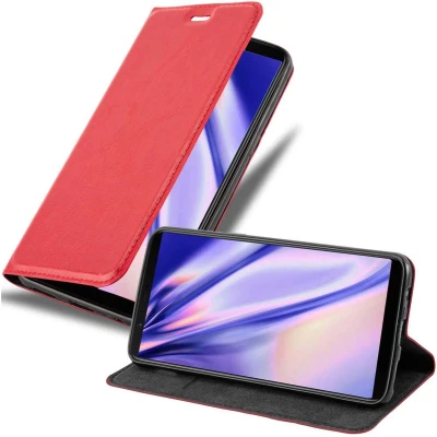 Afbeelding van Cadorabo Hoesje geschikt voor OnePlus 5T in APPEL ROOD Beschermhoes met magnetische sluiting, standfunctie en kaartvakje Book Case Cover Etui