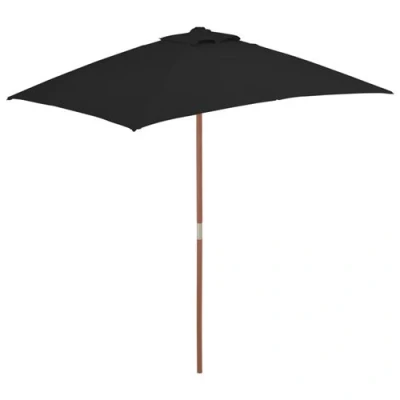 Afbeelding van vidaXL Parasol d&#039;Extérieur avec Mât en Bois Pare soleil de Jardin Patio Terrasse Anti UV décoloration Noir 150x200 cm