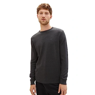 Afbeelding van TOM Tailor Basic CREW NECK Trui, Heren, Maat: 3XL, Black grey melange