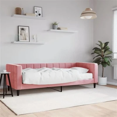 Afbeelding van vidaXL Slaapbank met matras 80x200 cm fluweel roze