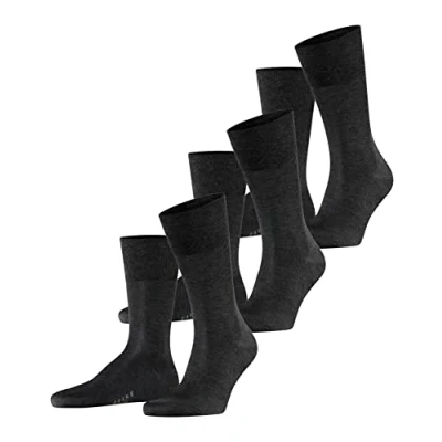 Afbeelding van FALKE Tiago Herensokken, katoen, zwart, versterkt, dun, zonder motief, voor alle gelegenheden, casual of om te werken, 3 paar, grijs (antraciet, melange 3190), 41 42 EU