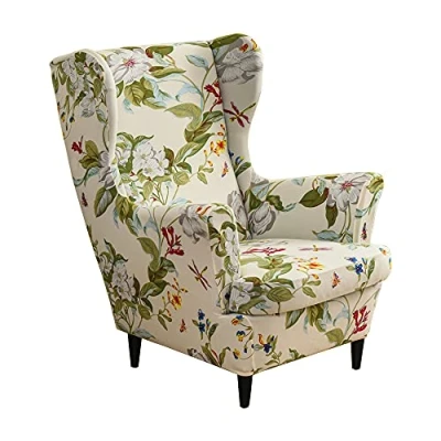 Afbeelding van Stoelhoezen voor oorstoelen, 2 delig, overtrek fauteuil, bedrukt, rekbaar,