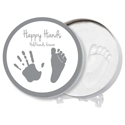 Afbeelding van Happy Hands 2D Round Shape Tin Hand/voet afdruk Rond blikje Zilver