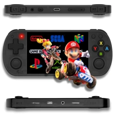 Afbeelding van GameBox V2 Draagbare gameconsole + 15.000 games, display met hoge resolutie Full HD 4 inch 128 GB uitbreidbaar geheugen, Linux 2.0 licentie, WiFi, multiplayer Rear Triggers R1/L1 R2/L2, Jack