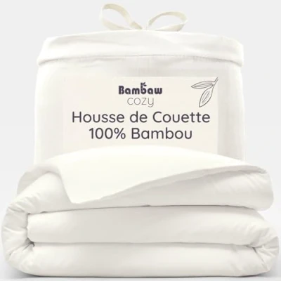 Afbeelding van Bamboe Dekbedovertrek 240 x 220cm Ultrazacht Ivoor Eco Dekbedhoes Luxe Beddengoed Hypoallergeen Puur viscose rayon Ultra ademende Stof Bambaw
