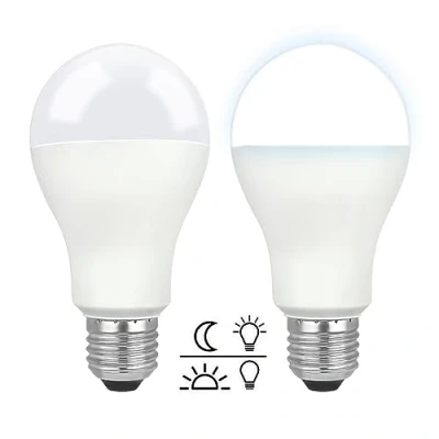 Afbeelding van lamp met schemeringssensor, E27, 12 W, 1200 lm, koudwit, 6000 K, 230 V, 160 graden, komt overeen 100 lichtdetector voor ingang, tuin, buiten, 2 stuks
