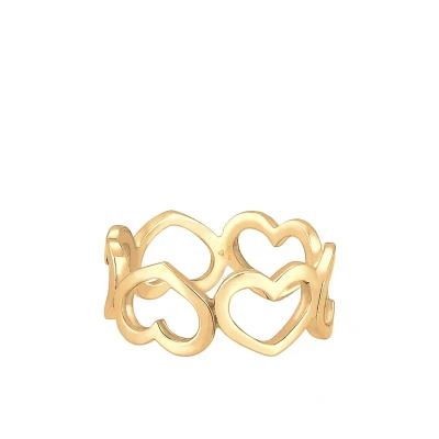 Afbeelding van Elli Heart Chain Ring goldcoloured, Dames, Maat: 54, Gold coloured
