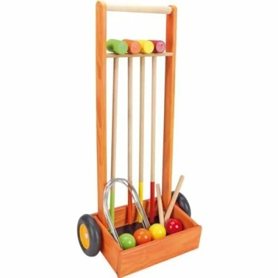 Afbeelding van JEUJURA Houten croquet spel 4 spelers trolley
