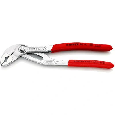 Image de KNIPEX 87 03 180 Cobra Pince à pompe eau High tech avec revêtement plastique antidérapant chromé mm