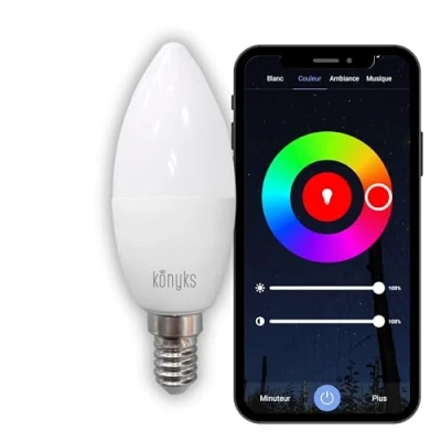 Afbeelding van Konyks Antalya Easy E14 Smart gloeilamp, led, WLAN, Bluetooth, 350 lumen, 5 W, kleuren en wit, verstelbaar, compatibel met Alexa of Google Home, eenvoudige automatisering