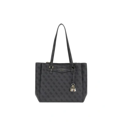 Afbeelding van GUESS handtas schoudertas Katya Multi Comp Tote Coal Logo donkergrijs