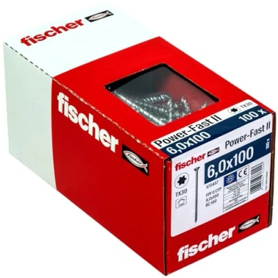 Afbeelding van Fischer Power Fast II 670457 Spaanplaatschroeven 6 mm 100 Binnen T, Interne vertanding, TX, Torx, T profiel Staal Galvanisch verzinkt stuk(s)