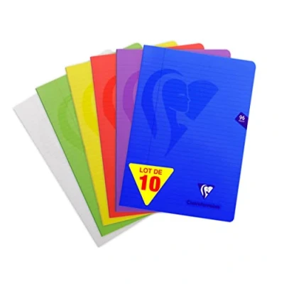 Afbeelding van Clairefontaine Mimesys 303165Cpack geniete notitieboekjes, A4, 21 x 29,7 cm, 96 pagina&#039;s, gelinieerd, met rand, wit papier, 90 g, omslag van polypropyleen, transparant, willekeurige kleuren, 10 stuks