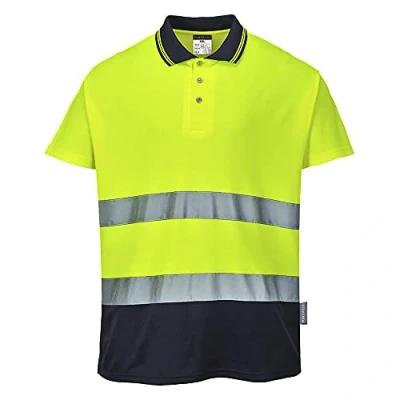Afbeelding van Polo Comfort Katoen Tweekleuren Blauw/geel S174 Portwest