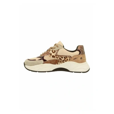 Afbeelding van Sacha Dames Beige sneakers met burgundy details Maat 36