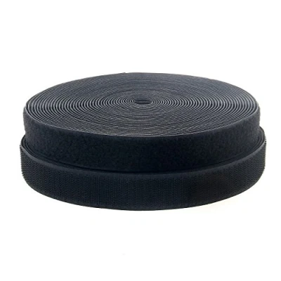 Afbeelding van TUKA 25 meter x 25mm Klittenband Vastnaaien (25 m Haakband &amp; lusband), Extra Sterke Klittenbandsluiting, mm Brede Haak Lus Band, Niet Klevend om op te Naaien, Zwart, TKB5003 black