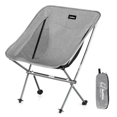 Afbeelding van Naturehike klapstoel, camping, comfortabel, visstoel, draagbaar, ultralicht, voor kamperen en wandelen, fietsen, fietsen (grijs)