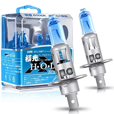 Afbeelding van Sidaqi 2 stuks H1 100 W halogeenkoplampen, xenon, wit, 6000 K, 12 V, mistlamp DRL