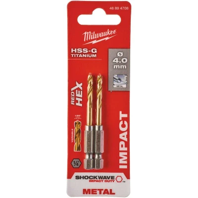 Afbeelding van Milwaukee Shockwave metaalboor HSS G Ti. 4mm (2st)