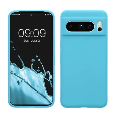 Afbeelding van kwmobile telefoonhoesje geschikt voor Google Pixel 8 Pro Hoesje met siliconen coating Smartphone case in lichtblauw