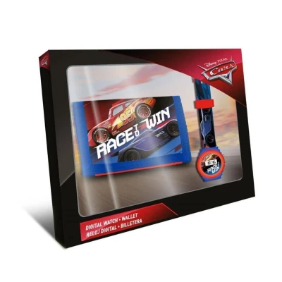 Afbeelding van Disney Cars Set Digitaal Horloge + Portemonnee Blauw