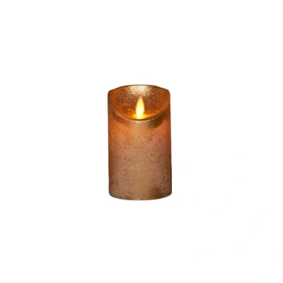 Afbeelding van Batterijverlichting kaars wax rustiek met bewegende vlam goud 12.5 cm Anna&#039;s Collection