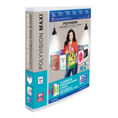 Image de Polyvision Classeur Personnalisable Sur 3 Cotes Dos 40cm, 4 Anneaux Incolore