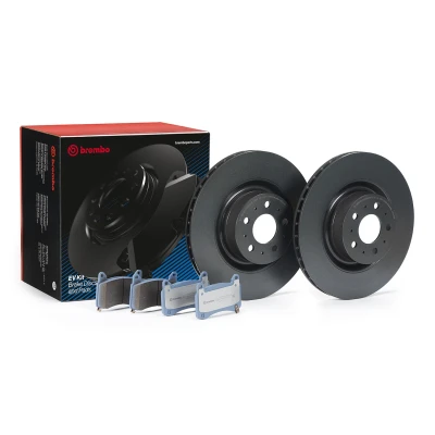 Afbeelding van BREMBO KT 08 003 Remblokken en remschijven interne ventilatie Zonder toebehoren Met anti kreukplaat akoestische slijtagewaarschuwing