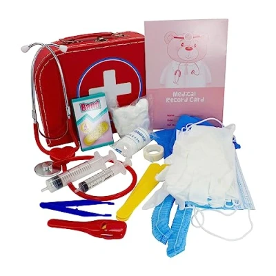 Afbeelding van GICO Ziekenhuiskoffer voor kinderen, dokterskoffer, 29 x 19 9 cm, met veel accessoires en functionele stethoscoop, 37352