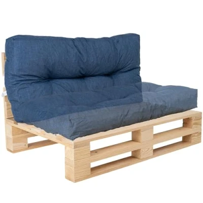 Afbeelding van Bananair Comfortabel palletkussen voor buiten, duurzaam, uv bestendig en waterafstotend Kussen tuinmeubelen, balkon, terras (veelzijdig zitkussen of rugleuning, 120 x 60 cm, blauw)