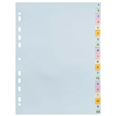 Afbeelding van Exacompta Ref. 2621E 1 tabblad in pastelkaart 170g/m2 Forever met 20 alfabetische toetsen van A tot Z formaat DIN A4 afmetingen 22,5 x 29,7 cm verschillende pastelkleuren