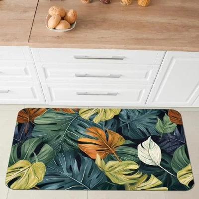 Afbeelding van Comart, Austin Keukentapijt van polyester, bedrukt, antislip, peperomia, 50 x 75 cm