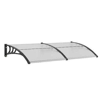 Image de VEVOR Auvent de Porte d&#039;Entrée 965x1987 mm Marquise Extérieure Polycarbonate Fenêtres Transparent UPF 50+ Support ABS Résistant Abri Protection Contre les UV, la Pluie, Neige
