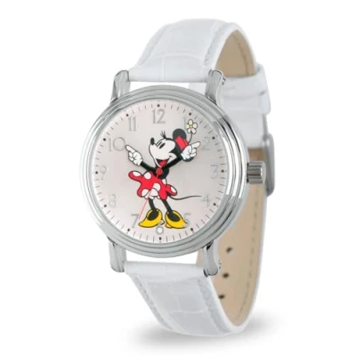 Afbeelding van Disney W002759 Uniseks analoog kwartshorloge met armband van kunstleer, wit, riem, Wit., Riem