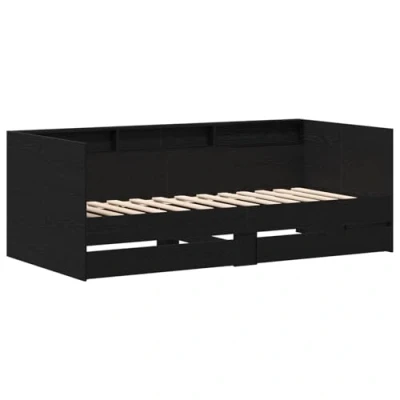 Afbeelding van vidaXL Dagbed met Zwarte eiken Lades Zwart Bewerkt hout 90 x 190 cm
