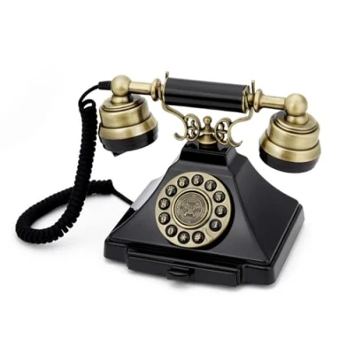 Afbeelding van GPO Duke Vintage vaste telefoon Met drukknop stoffen koord Authentieke bel Retro wijzerplaat Voor thuis, kantoor, hotels Zwarte bronzen afwerking