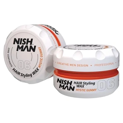 Image de NISHMAN Cire de Coiffage pour Hommes 06 Mystic Gummy 150g Parfum Pêche Fini Brillant Naturel Tenue Forte Gel Cheveux Aqua Wax Contrôle et Définition Longue Durée