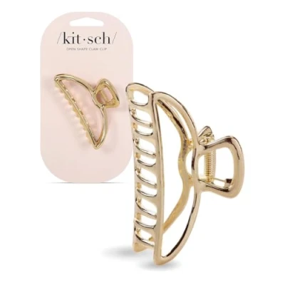 Afbeelding van Kitsch grote haarclip voor dik haar, gouden haarspelden in open vorm dames, elegante metalen haarclips