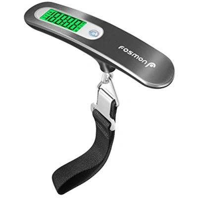 Afbeelding van Fosmon digitale bagageweegschaal [roestvrij staal achtergrondverlichting lcd display] hangweegschaal voor bagage tot 50 kg met tarrafunctie zilver, 1 set, kg, exemplaar