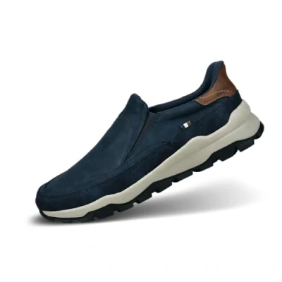 Afbeelding van bugatti Slip on met hiking touch in casual comfortabele mocassin look voor heren, Donkerblauw, 41 EU