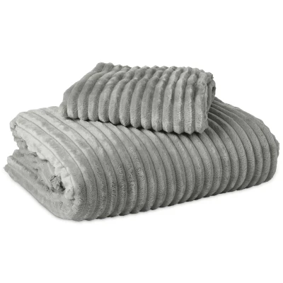 Afbeelding van Dekbedovertrek Teddy Rib Lits jumeaux (240 x 220 ) Grijs Koopjedeal.nl Altijd de beste deal
