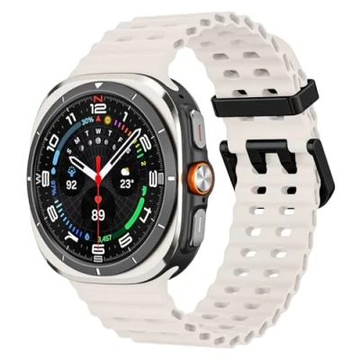 Afbeelding van MoKo Sportarmband compatibel met Samsung Galaxy Watch Ultra Band 47 mm (2024) voor dames en heren, ademend, zachte siliconen, waterdicht, Ultra, sterrenlicht