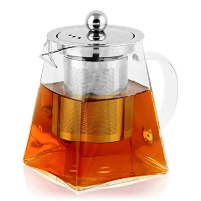Afbeelding van BONNACC Theepot van glas met theezeef roestvrij staal, hittebestendig, perfect voor thee en koffie (500 ml)