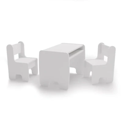Afbeelding van Set van kindertafel en twee kinderstoelen wit