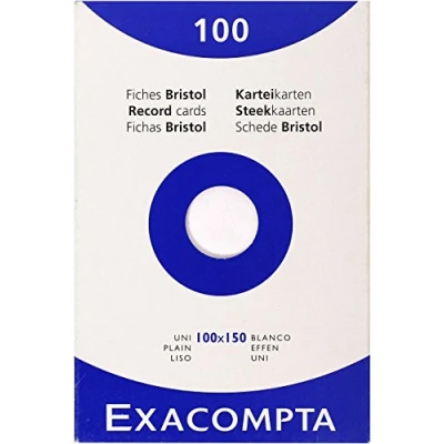 Image de Bristol Exacompta 100x150mm 205g Uni 100 couverture de feuille blanc