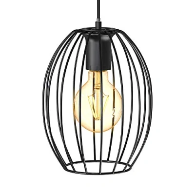 Afbeelding van B.K.Licht Metalen Hanglamp zwart voor binnen industriële met 1 lichtpunt eetkamer slaapkamer pendellamp l:115cm E27 fitting excl. lichtbron