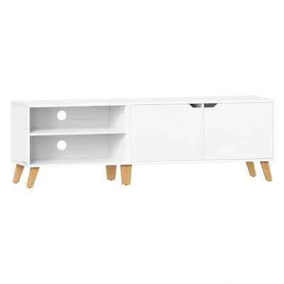 Afbeelding van VASAGLE tv meubel met 2 deuren, standaard verstelbare planken, lengte 160 cm, voor 65 inch tv&#039;s, woonkamer, eetkamer, slaapkamer, sneeuwwit LTV030W01