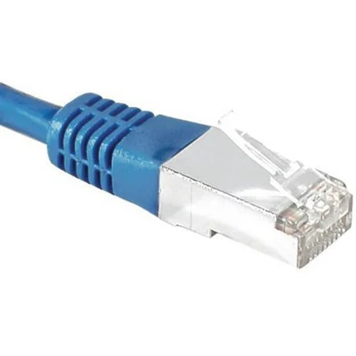 Afbeelding van Exertis Connect Patchkabel S/FTP, PiMF, CAT.6, blauw, 0,15 m met bijzonder smalle knikbeveiliging (S/FTP, CAT6, 0.15 m), Netwerkkabel