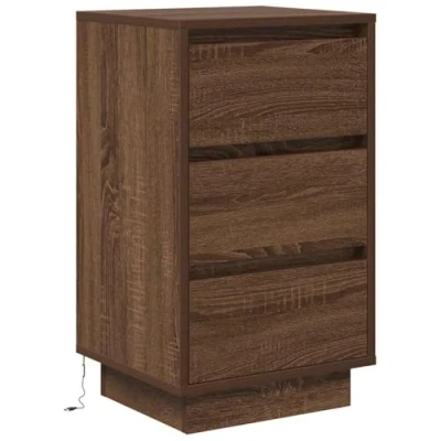 Image de vidaXL Table de chevet avec lumières LED chêne marron 38x34x65 cm861307