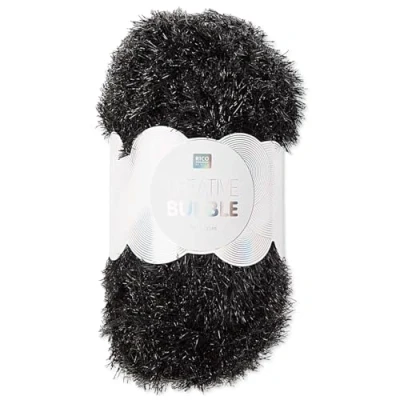 Afbeelding van Frida&#039;s Wollhaus Rico Design Creative Bubble Badgaren, 50 g, wol voor breien en haken, 57 kleuren (012, zwart)